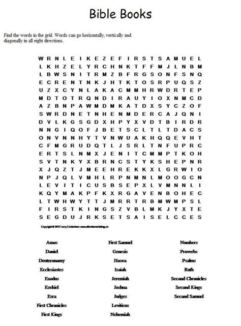 Bible Books Word Search Puzzle