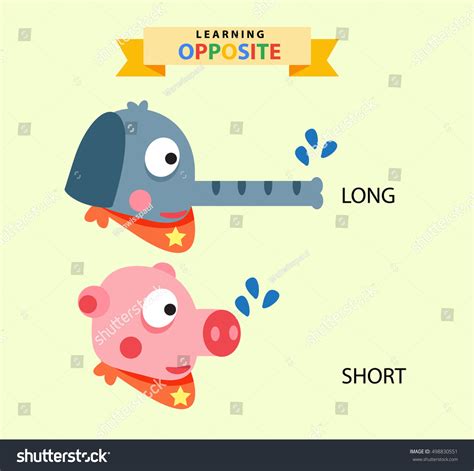 Opposite Vocabulary Long Short Illustration Vector Stock Vector