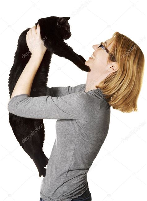 Woman Holding Cat — Stock Photo © Photokitchen 4421608
