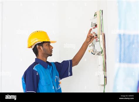 Indian Male Electrician Stock Photo Alamy