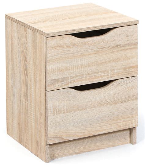 Table de chevet 2 tiroirs bois chêne clair Bokus ...