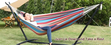 Ohuhu Double Hammock With Stand Portable Camping Hammock Holds Up To