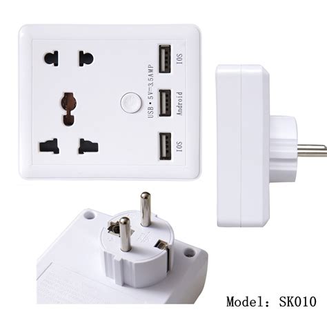 Jfegwo Usb Wall Socket With Switch 3 Usb Outlets 2 Ac Powercube