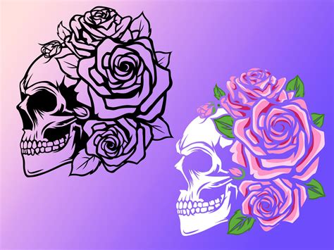 Floral Skull SVG Gotihic SVG Flower skeleton Svg Tattoo skull | Etsy