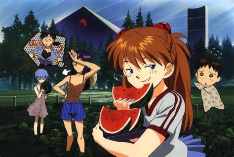 Asuka Stealing Watermelon Neon Genesis Evangelion Neon Evangelion
