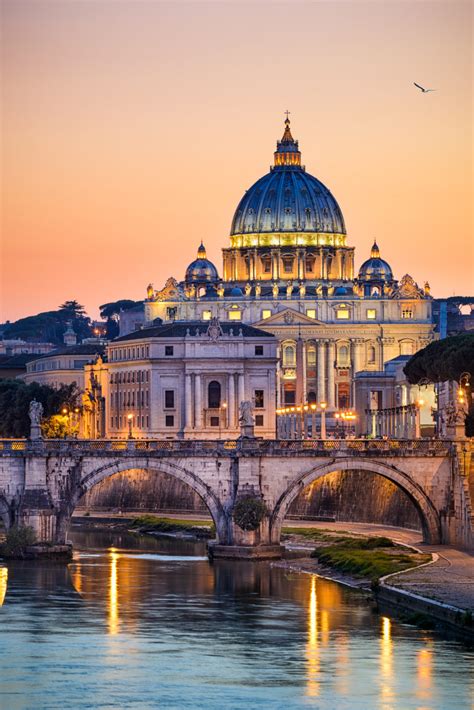 Night View Of The Basilica St Peter In Rome Italy Corporate Travel