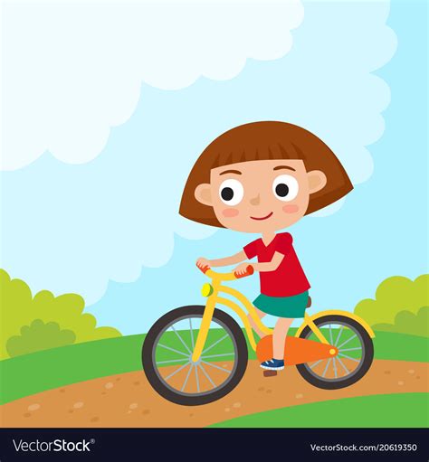 Cartoon Girl Riding A Bike Having Fun Royalty Free Vector