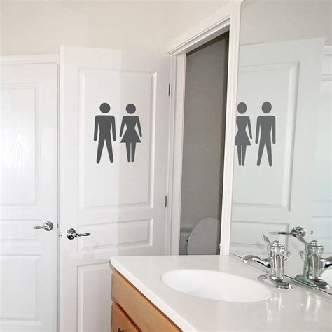Bathroom Icon Wall Decal Restroom Decal Unisex Bathroom Etsy