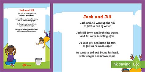Jack And Jill Nursery Rhyme Lyrics Poster Teacher Made