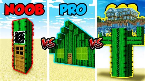 Minecraft Noob Vs Pro Vs God Cactus Base Challenge In Minecraft