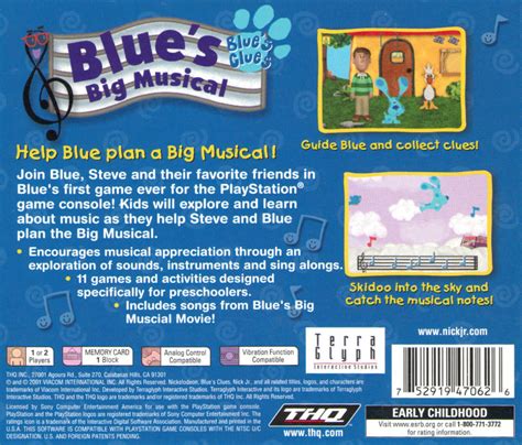 Blues Clues Blues Big Musical 2001 Playstation Box