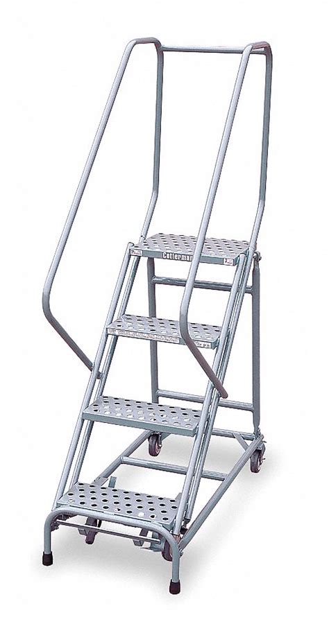 4 Step Rolling Ladder Perforated Step Tread 70 In Overall Height 450