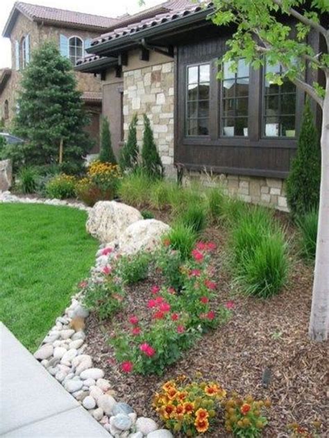 Nice 49 Amazing Flower Beds Rocks Front House Ideas More At