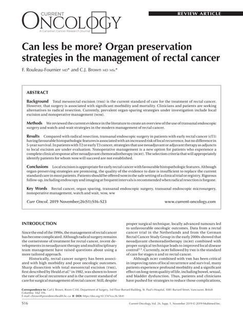 Pdf Can Less Be More Organ Preservation Strategies In The Management Of Rectal Cancer