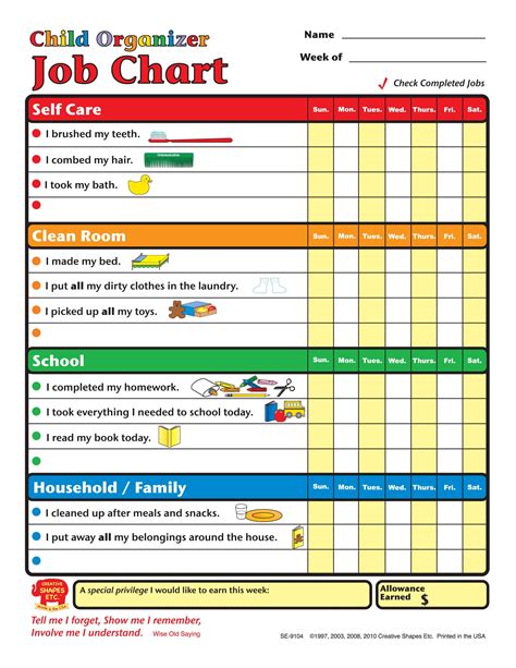 Job Chart Child Organizer Chore Chart Kids Job Chart Kids Behavior