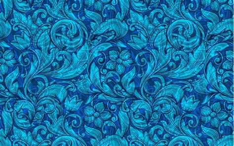 Download Wallpapers Blue Floral Pattern Texture Floral Ornaments
