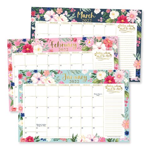 Buy Large Desk Calendar 2022 2023 2022 Wall Calendar Flowers Desk
