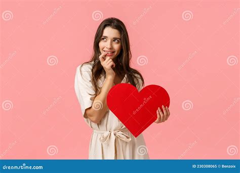 Coquettish And Silly Dreamy Cute Alluring Brunette Woman In Dress Look Left Imaging Perfect