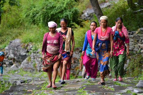 photo gurung dress group of gurung women in traditional clothes himalaya nepal stock