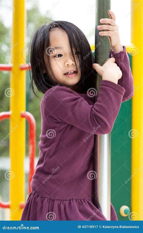 Little Asian Lady On A Playground Stock Image Image Of Daughter Playing 43718917