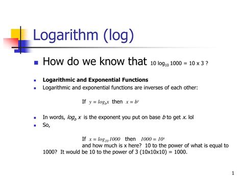 Ppt Logarithm Log Powerpoint Presentation Free Download Id536698