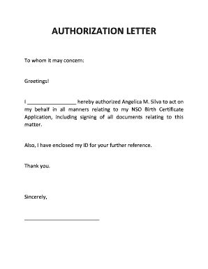 Nso Birth Certificate Authorization Letter Sample Of Authorization
