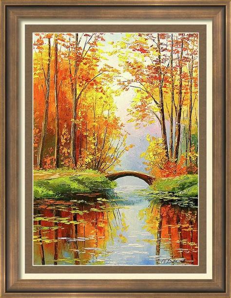Bridge In The Autumn Forest Framed Print By Olha Darchuk Landscape