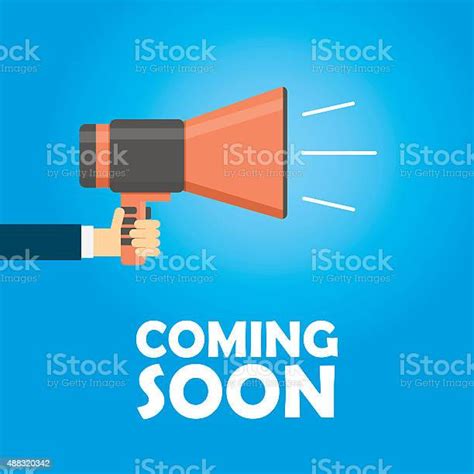 Coming Soon Vector Banner Announcement Megaphone Stock Illustration