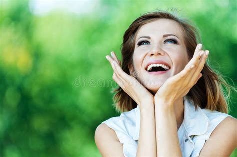 Portrait Woman Looking Up Stock Photo Image Of Carefree 21371014