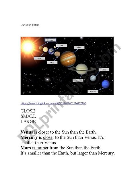The Solar System Esl Worksheet By Solesempre