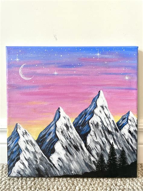 Acrylic Mountain Painting Tutorial Easy Cecille Naquin