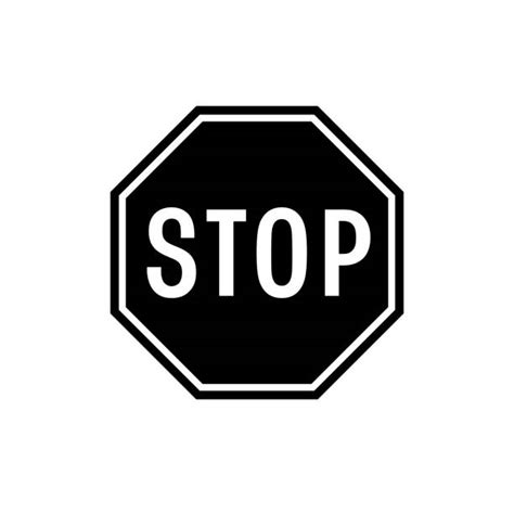Royalty Free Cartoon Of The Stop Sign Black And White Clip Art Vector