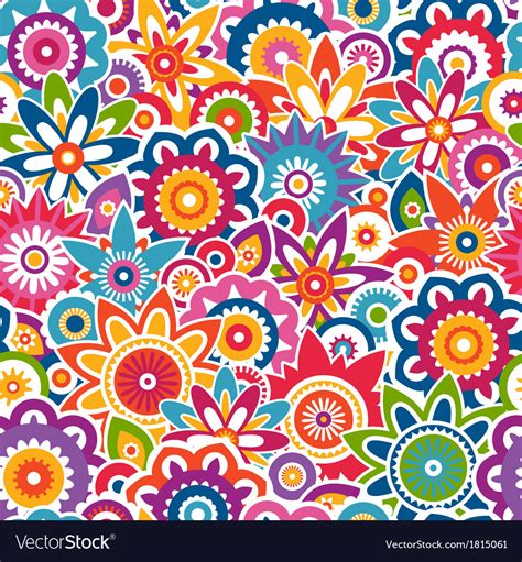 Colorful Floral Pattern Seamless Background Vector Image