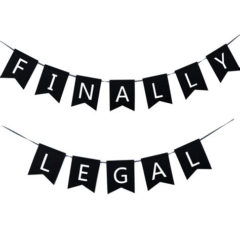 Buy Finally Legal St Birthday Decorations Black And Silver Finally Legal Party Banners St