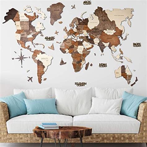 World Map Wall Art 3d Wood Display Wall Decor Yinz Buy