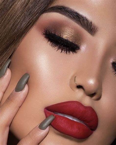 Matte Red Lips And Golden Smokey Eye Look By Iluvsarahii Beauty In