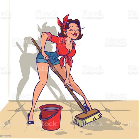 Funny Vector Cartoon Colorfull Girl In Pinup Style Isolated Background