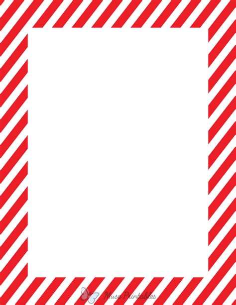Printable Red And White Diagonal Striped Page Border