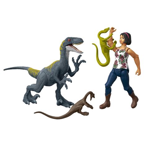 Jurassic World Human And Dino Pack Sammy Velociraptor And 2 Compy Camp Cretaceous Collectable