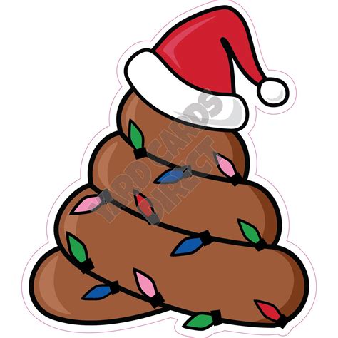 Poop Emoji Santa Christmas Lights Style A Yard Card Yard