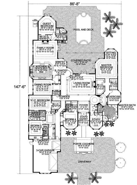 Mediterranean Style House Plan 6 Beds 5 Baths 6095 Sqft Plan 420