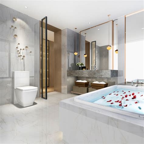 3d Rendering Luxury Modern Design Bathroom And Toilet Premium Photo