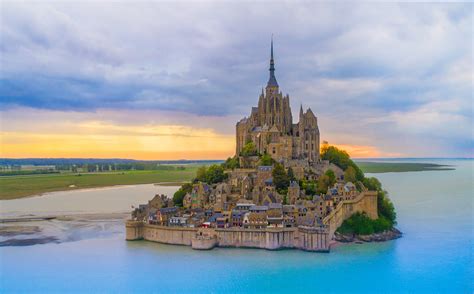 A Picture Of The Mont Saint Michel In France Taken By A Drone
