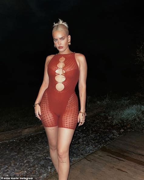 Anne Marie Goes Braless And Exhibits Her Toned Curves In Mesh Leotard