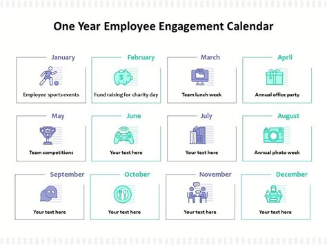 One Year Employee Engagement Calendar Powerpoint Presentation Designs