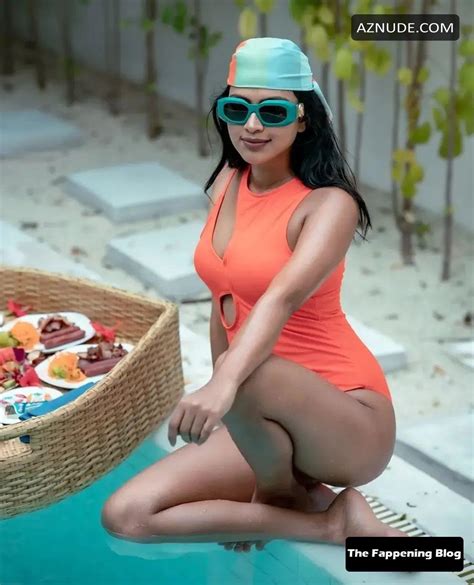 Amala Paul Sexy Poses Showing Off Her Hot Body Wearing A One Piece Swimsuit Aznude