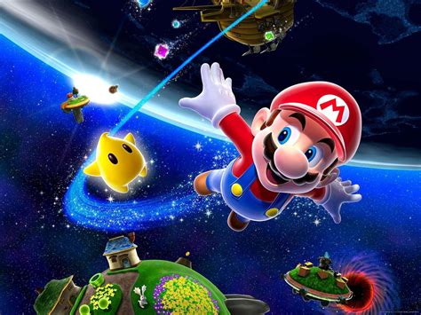 Download Super Mario Bros Flying In The Space Wallpaper