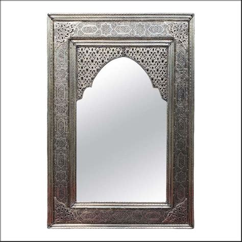 Small To Medium Rectangular Moroccan Metal Inlaid Mirror 112lm24