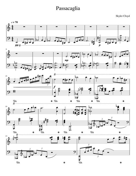 Passacaglia Sheet Music For Piano Solo