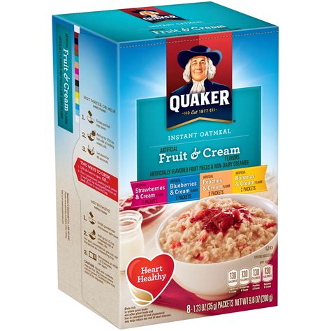 Quaker Instant Oatmeal Fruit And Cream Variety Pack 8 Packets